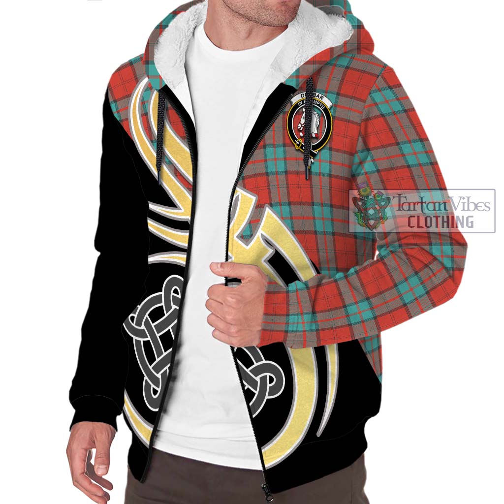 Dunbar Ancient Tartan Sherpa Hoodie with Family Crest and Celtic Symbol Style - Tartan Vibes Clothing