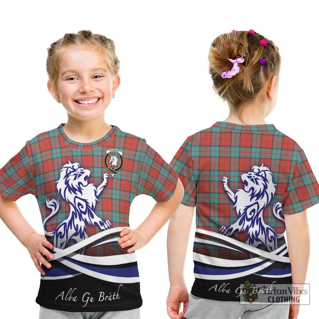 Dunbar Ancient Tartan Kid T-Shirt with Alba Gu Brath Regal Lion Emblem - Tartanvibesclothing Shop