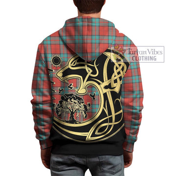 Dunbar Ancient Tartan Hoodie with Family Crest Celtic Wolf Style