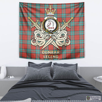 Dunbar Ancient Tartan Tapestry with Clan Crest and the Golden Sword of Courageous Legacy