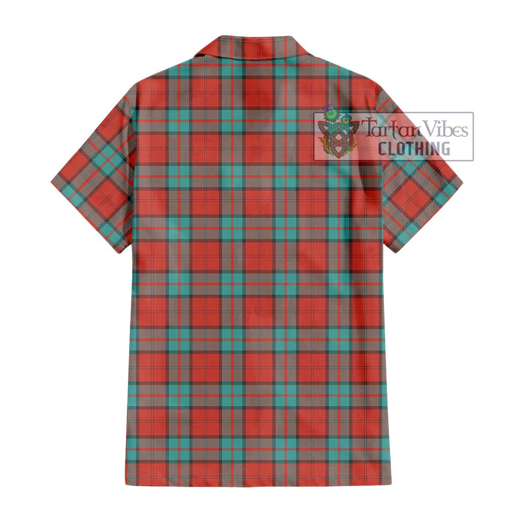 Dunbar Ancient Tartan Short Sleeve Button Shirt with Family Crest DNA In Me Style - Tartanvibesclothing Shop