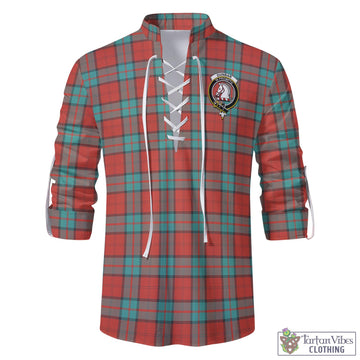 Dunbar Ancient Tartan Men's Scottish Traditional Jacobite Ghillie Kilt Shirt with Family Crest