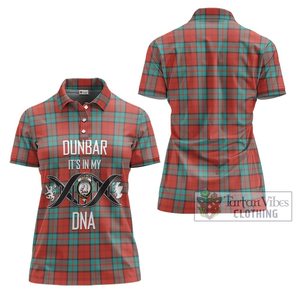 Dunbar Ancient Tartan Women's Polo Shirt with Family Crest DNA In Me Style - Tartanvibesclothing Shop