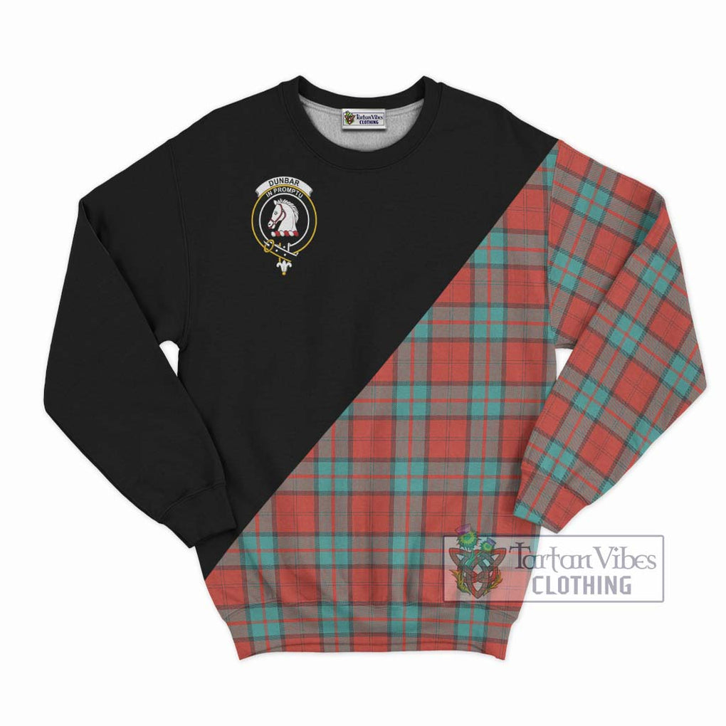 Dunbar Ancient Tartan Sweatshirt with Family Crest and Military Logo Style - Tartanvibesclothing Shop