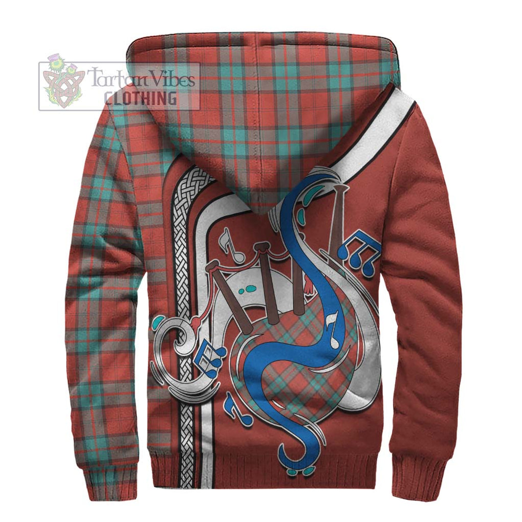 Dunbar Ancient Tartan Sherpa Hoodie with Epic Bagpipe Style - Tartanvibesclothing Shop