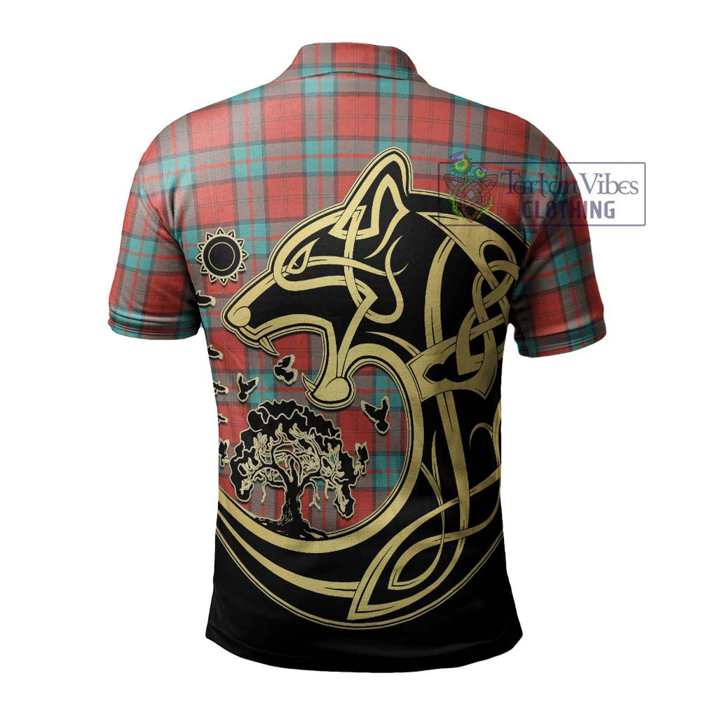 Dunbar Ancient Tartan Polo Shirt with Family Crest Celtic Wolf Style - Tartanvibesclothing Shop