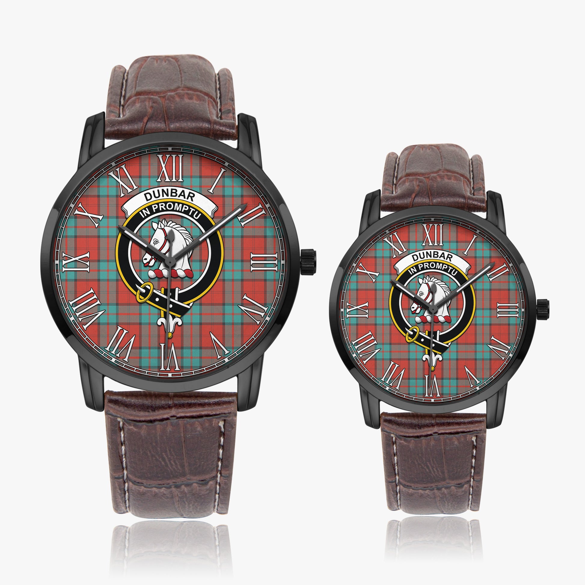 Dunbar Ancient Tartan Family Crest Leather Strap Quartz Watch - Tartanvibesclothing