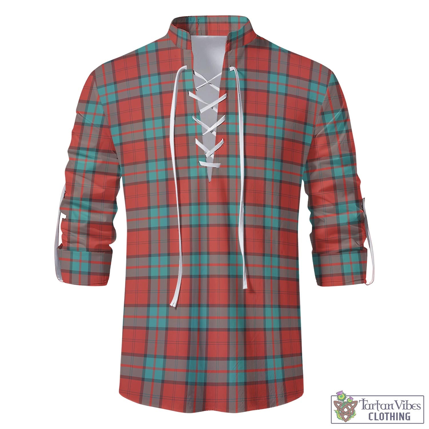 Tartan Vibes Clothing Dunbar Ancient Tartan Men's Scottish Traditional Jacobite Ghillie Kilt Shirt