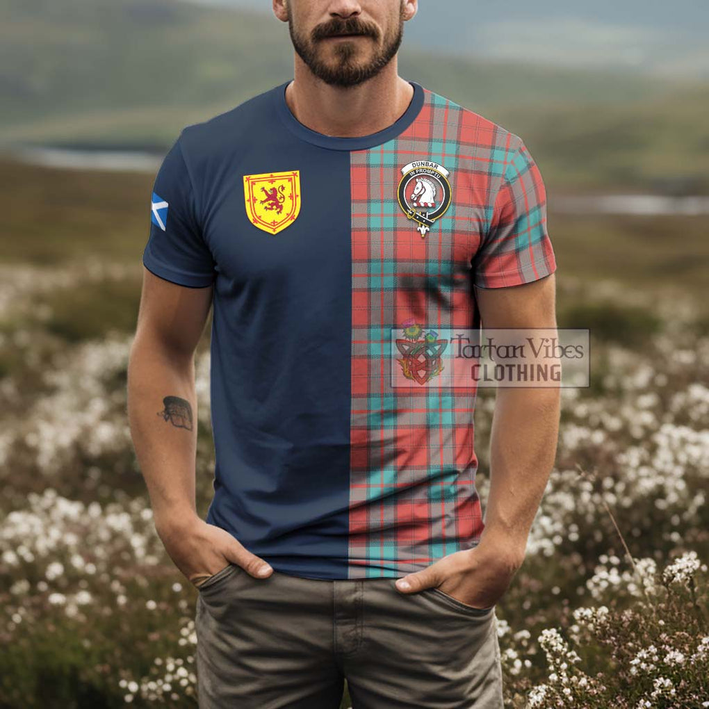 Tartan Vibes Clothing Dunbar Ancient Tartan T-Shirt Alba with Scottish Lion Royal Arm Half Style