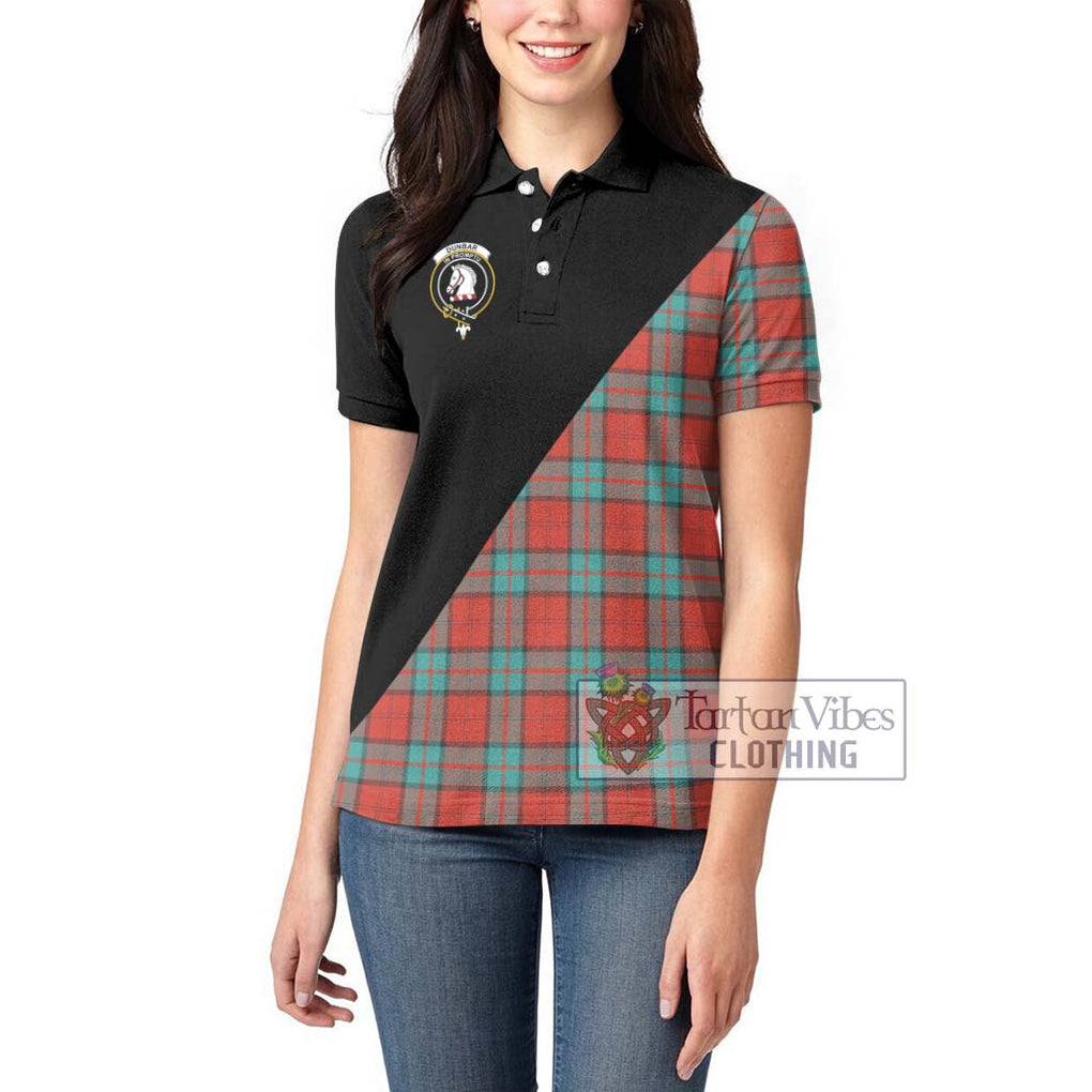 Dunbar Ancient Tartan Women's Polo Shirt with Family Crest and Military Logo Style - Tartanvibesclothing Shop