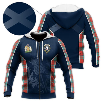 Dunbar Ancient Tartan Knitted Hoodie with Family Crest and Scottish Thistle Vibes Sport Style