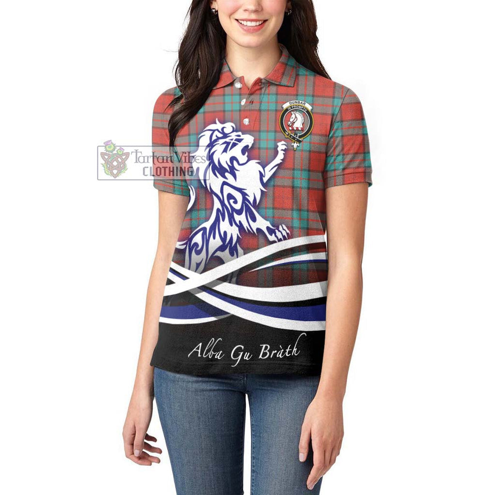 Dunbar Ancient Tartan Women's Polo Shirt with Alba Gu Brath Regal Lion Emblem - Tartanvibesclothing Shop