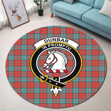 Dunbar Ancient Tartan Round Rug with Family Crest