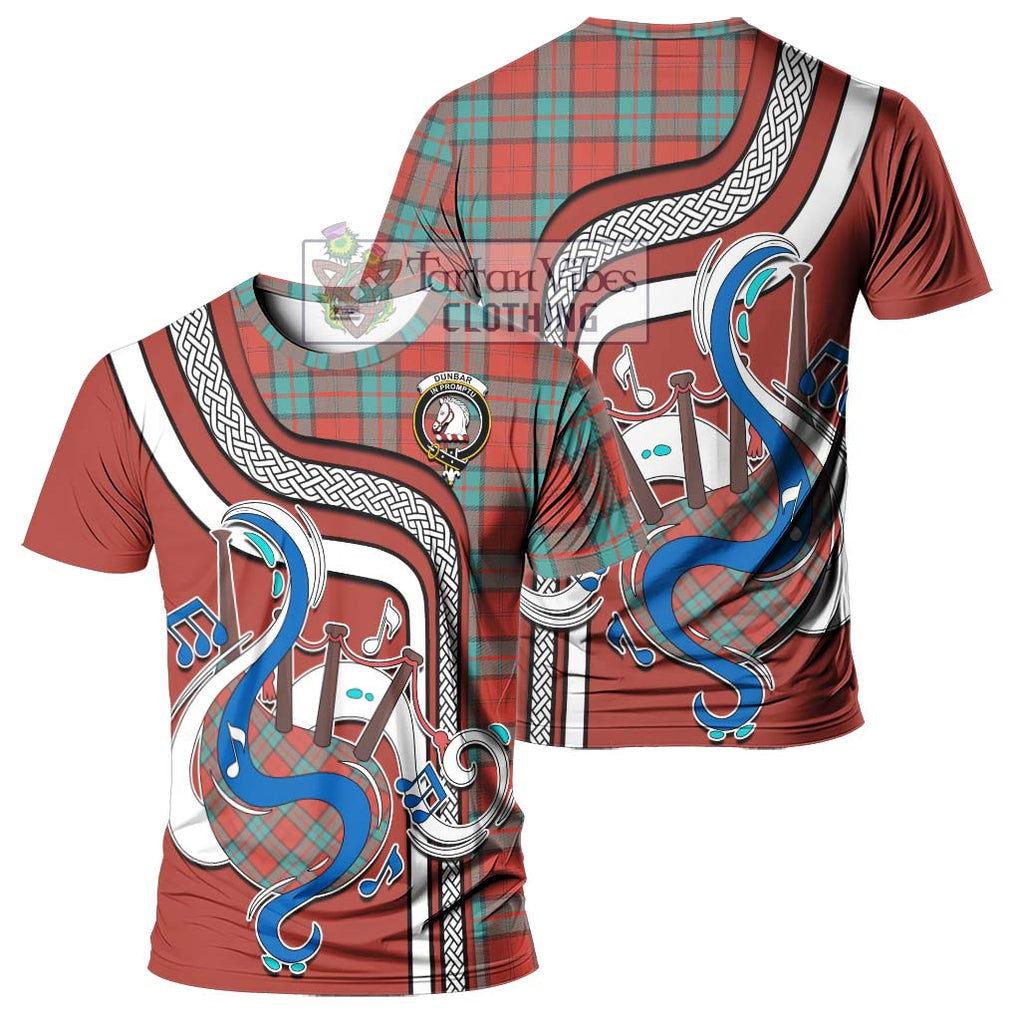 Dunbar Ancient Tartan T-Shirt with Epic Bagpipe Style - Tartanvibesclothing Shop