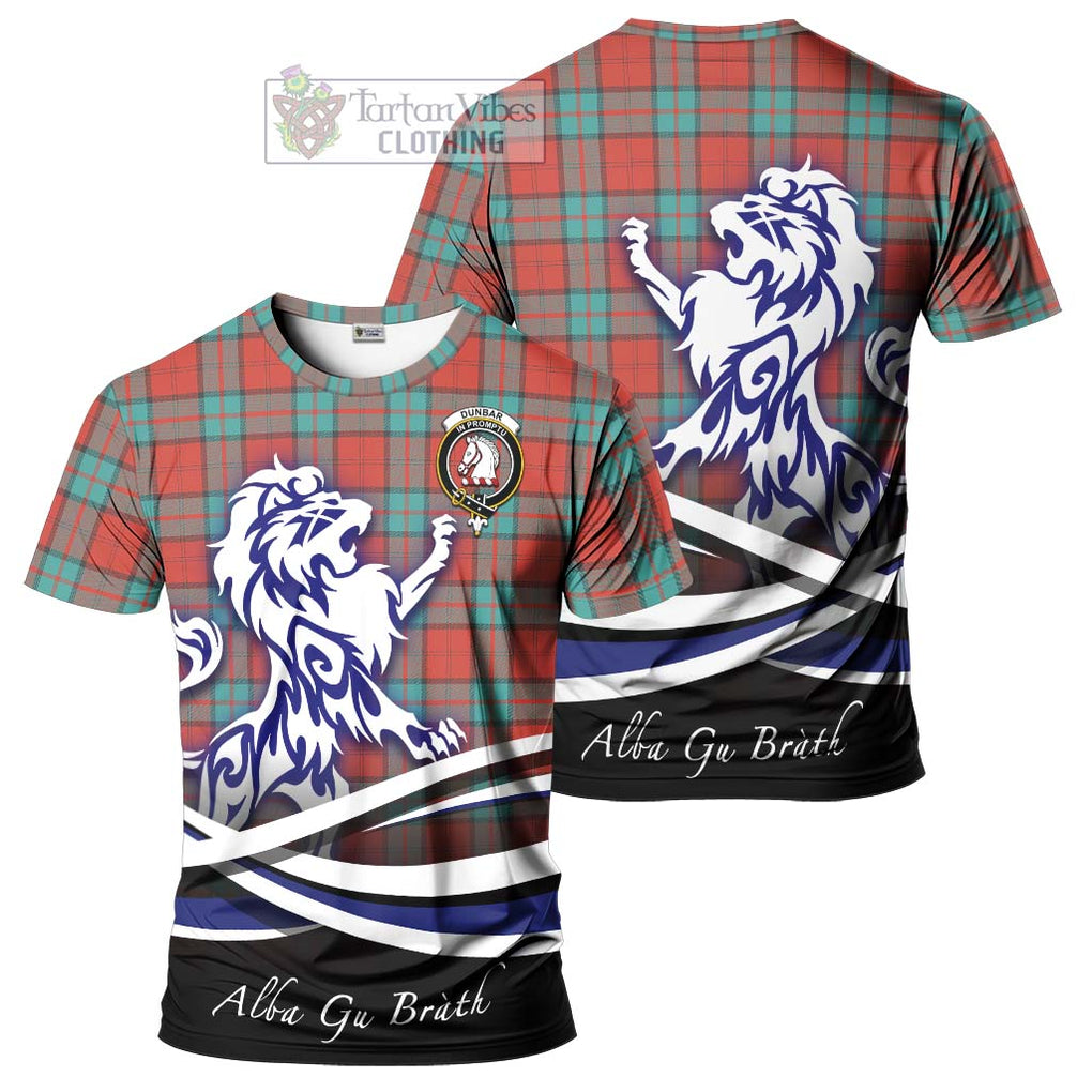 Tartan Vibes Clothing Dunbar Ancient Tartan Cotton T-shirt with Alba Gu Brath Regal Lion Emblem