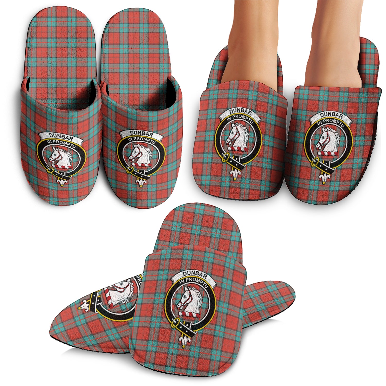 Dunbar Ancient Tartan Home Slippers with Family Crest - Tartanvibesclothing