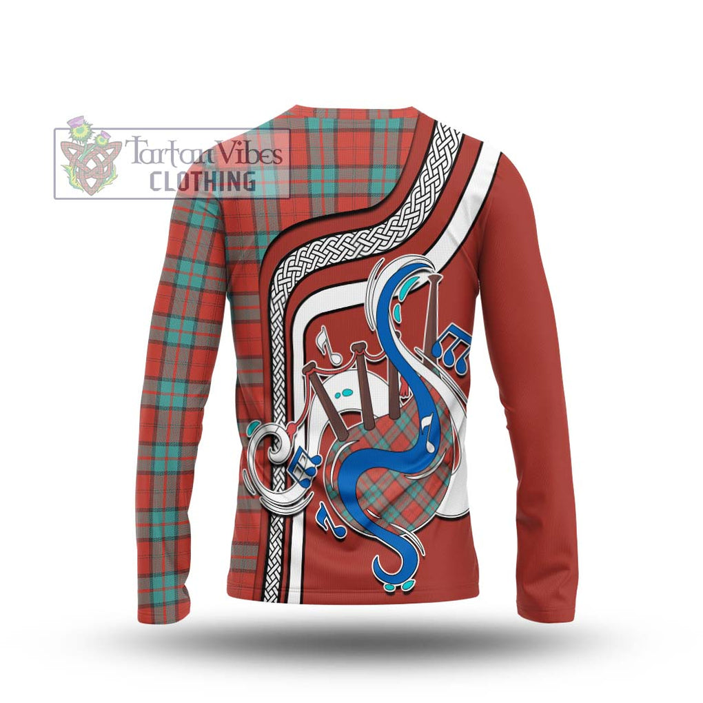 Tartan Vibes Clothing Dunbar Ancient Tartan Long Sleeve T-Shirt with Epic Bagpipe Style