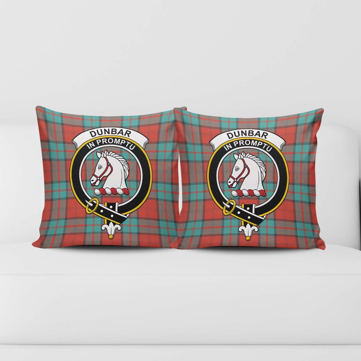 Dunbar Ancient Tartan Pillow Cover with Family Crest - Tartanvibesclothing