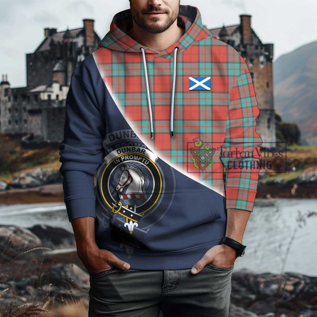 Dunbar Ancient Tartan Hoodie with Personalised National Flag and Family Crest Half Style - Tartanvibesclothing Shop