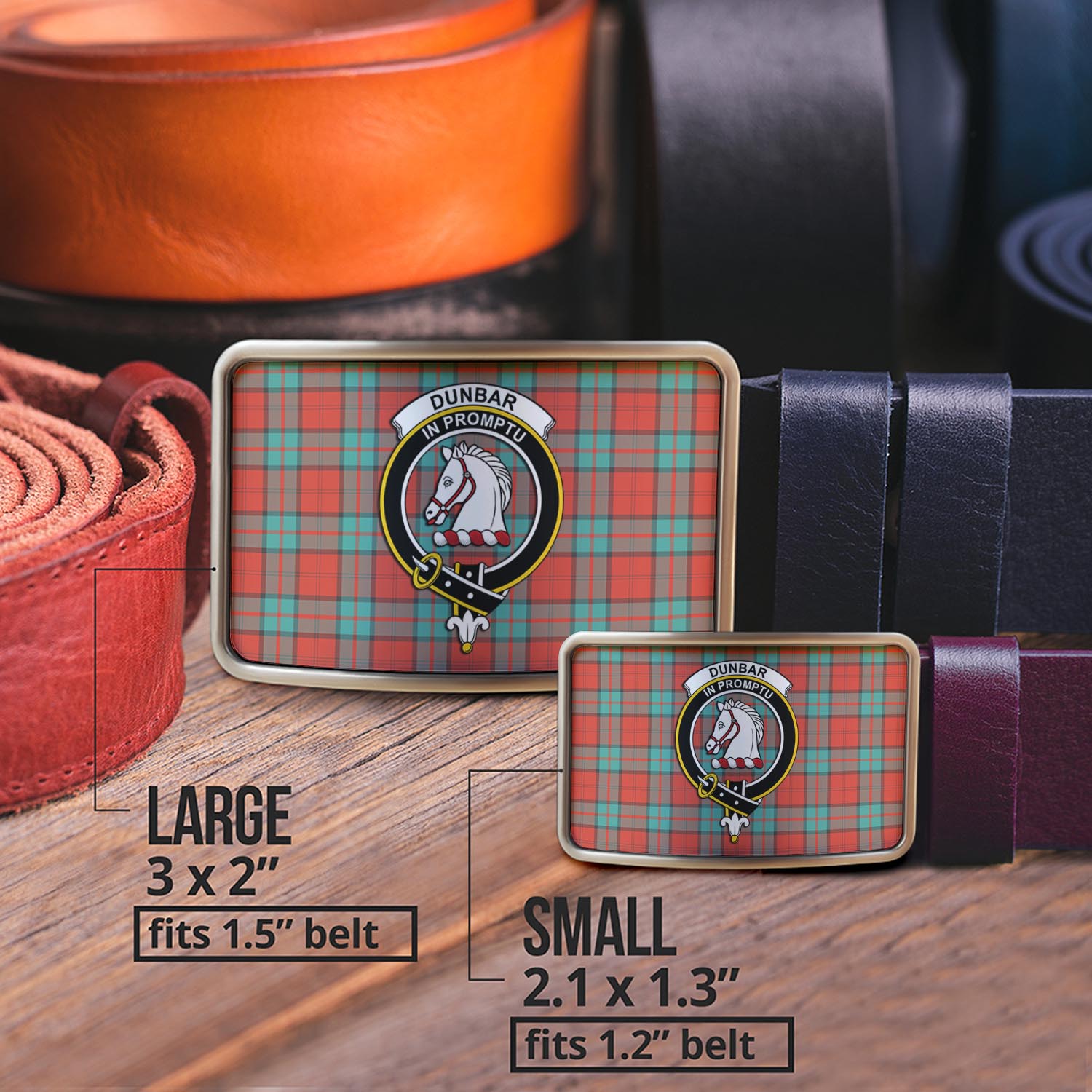 Dunbar Ancient Tartan Belt Buckles with Family Crest - Tartan Vibes Clothing