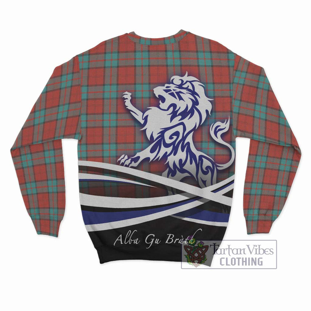 Dunbar Ancient Tartan Sweatshirt with Alba Gu Brath Regal Lion Emblem - Tartanvibesclothing Shop