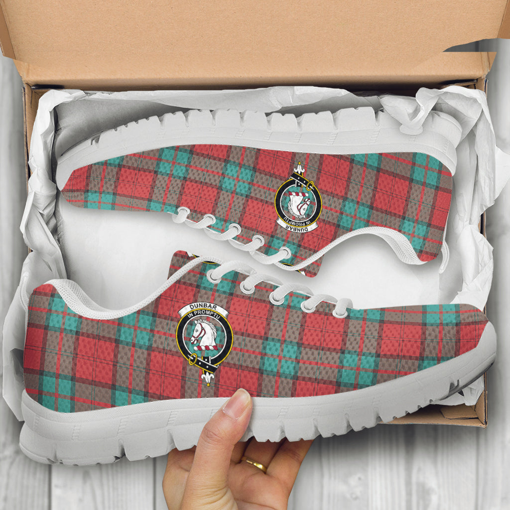 Dunbar Ancient Tartan Sneakers with Family Crest - Tartan Vibes Clothing