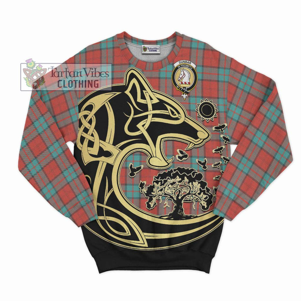 Dunbar Ancient Tartan Sweatshirt with Family Crest Celtic Wolf Style - Tartan Vibes Clothing