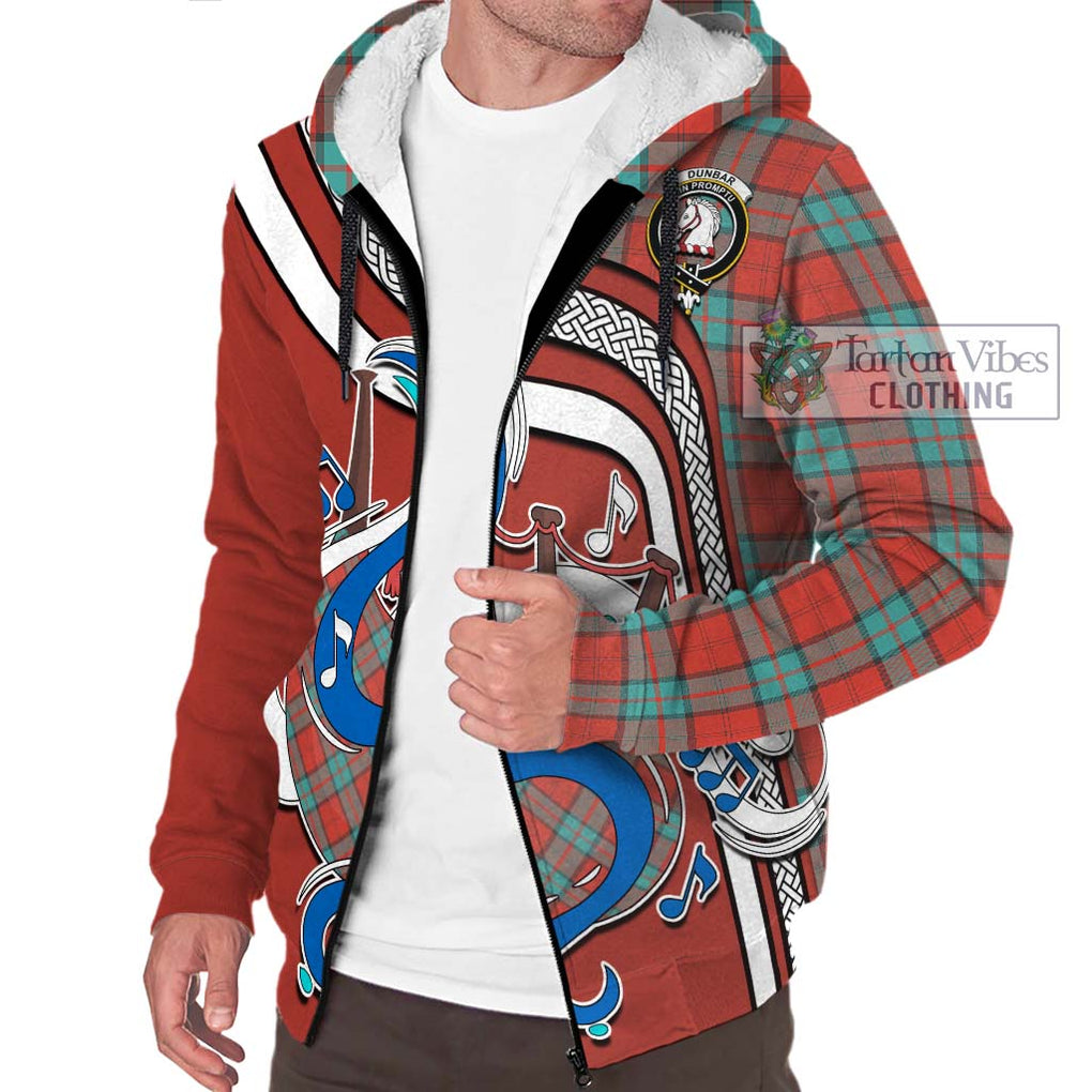 Dunbar Ancient Tartan Sherpa Hoodie with Epic Bagpipe Style Unisex - Tartanvibesclothing Shop