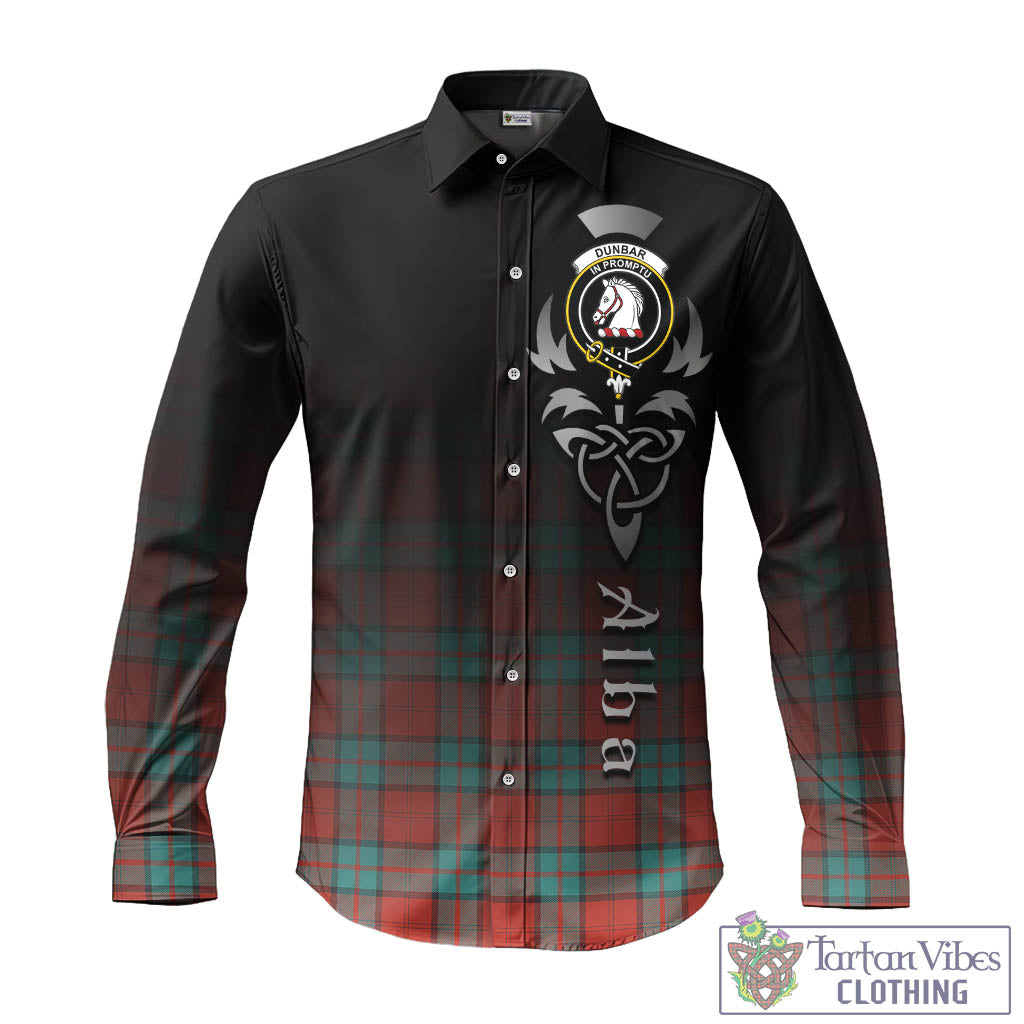 Tartan Vibes Clothing Dunbar Ancient Tartan Long Sleeve Button Up Featuring Alba Gu Brath Family Crest Celtic Inspired