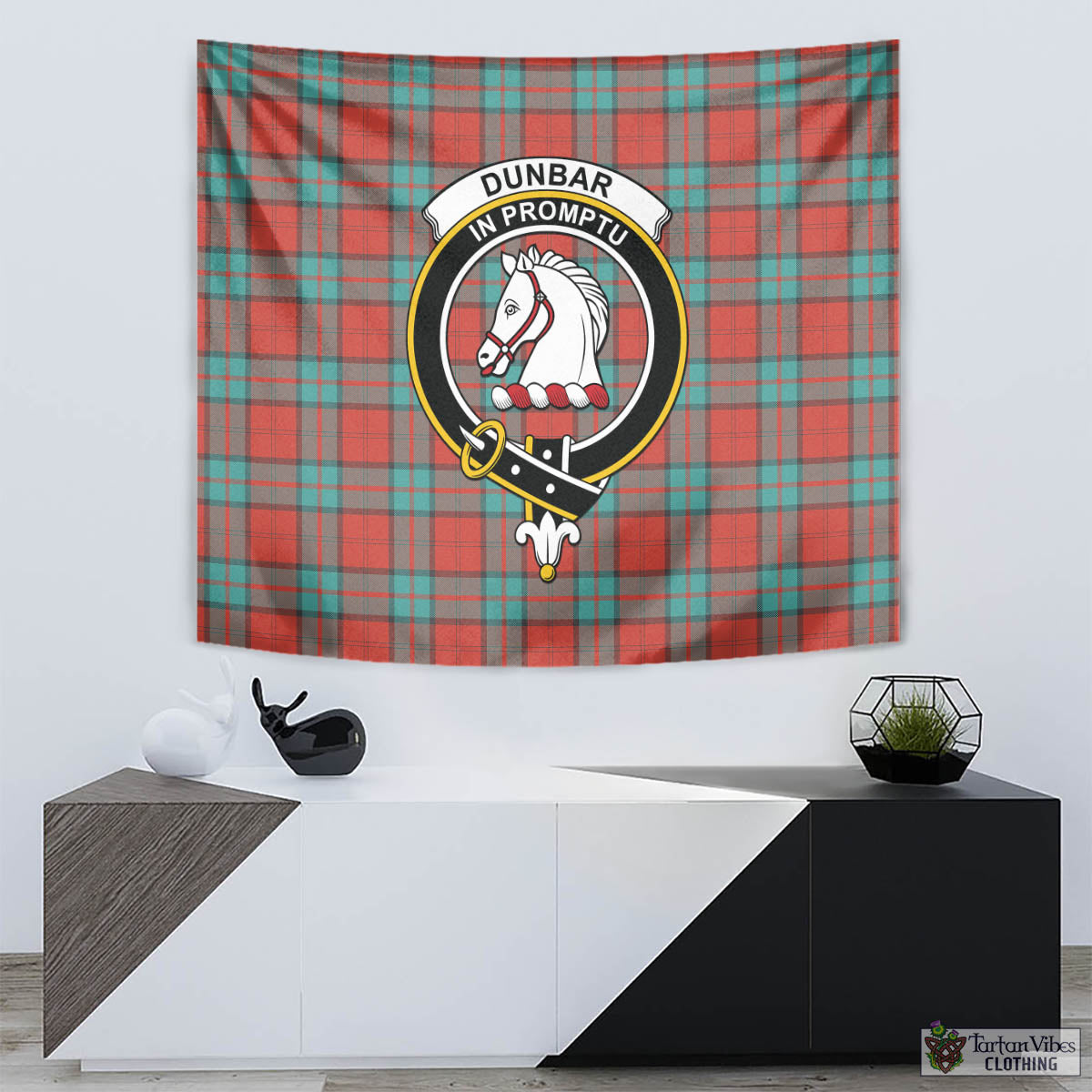 Tartan Vibes Clothing Dunbar Ancient Tartan Tapestry Wall Hanging and Home Decor for Room with Family Crest