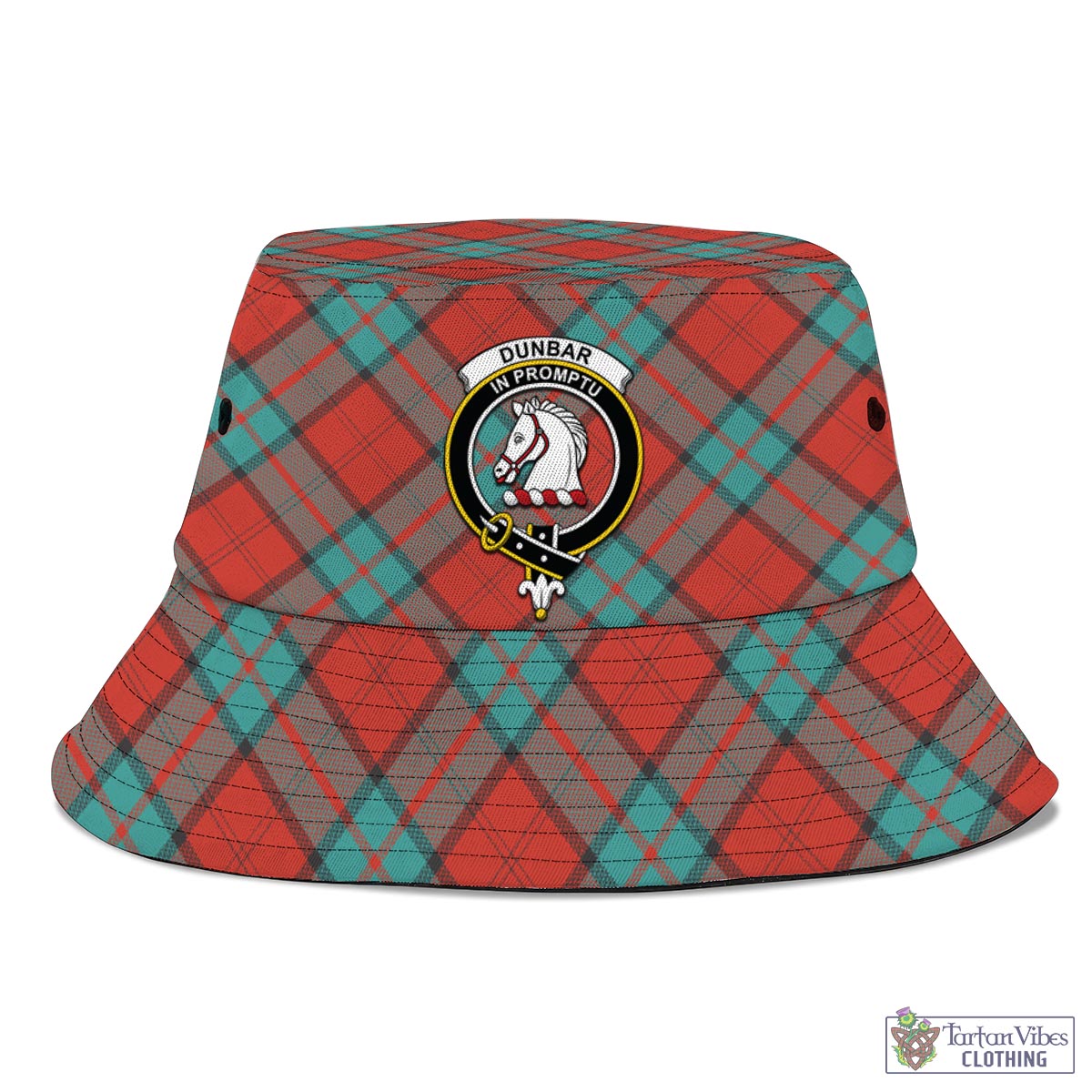 Tartan Vibes Clothing Dunbar Ancient Tartan Bucket Hat with Family Crest