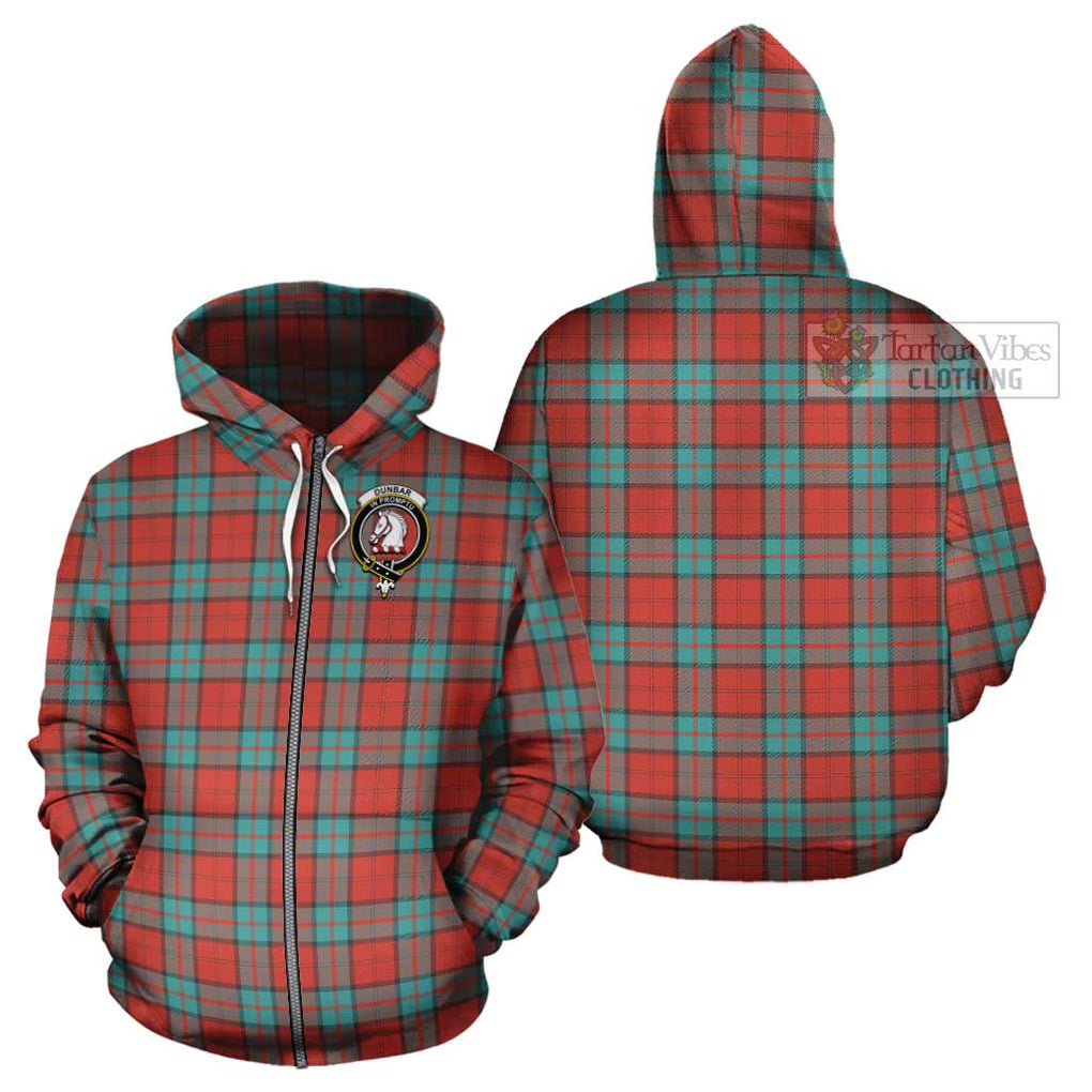 Dunbar Ancient Tartan Cotton Hoodie with Family Crest Zip Hoodie - Tartan Vibes Clothing