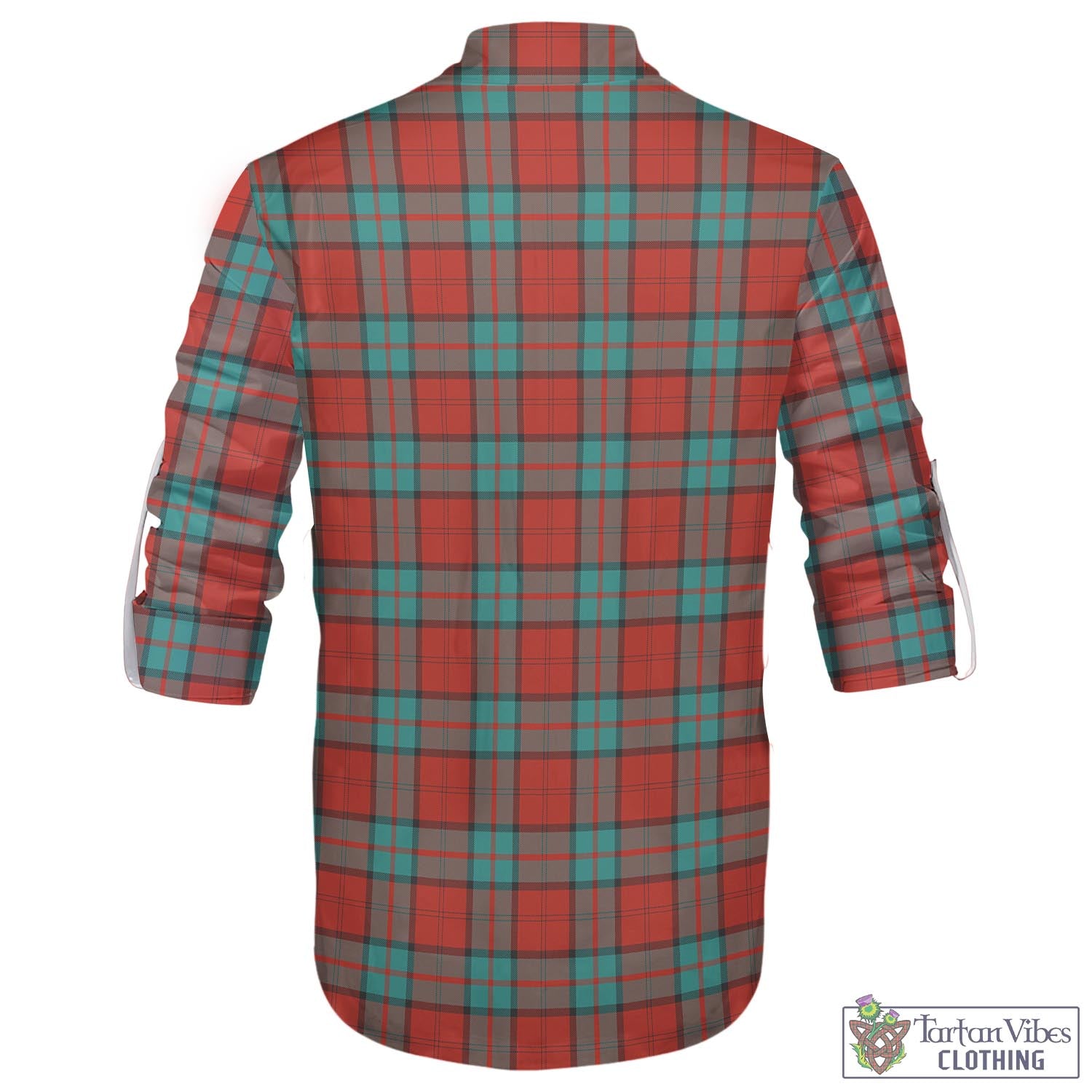 Tartan Vibes Clothing Dunbar Ancient Tartan Men's Scottish Traditional Jacobite Ghillie Kilt Shirt with Family Crest