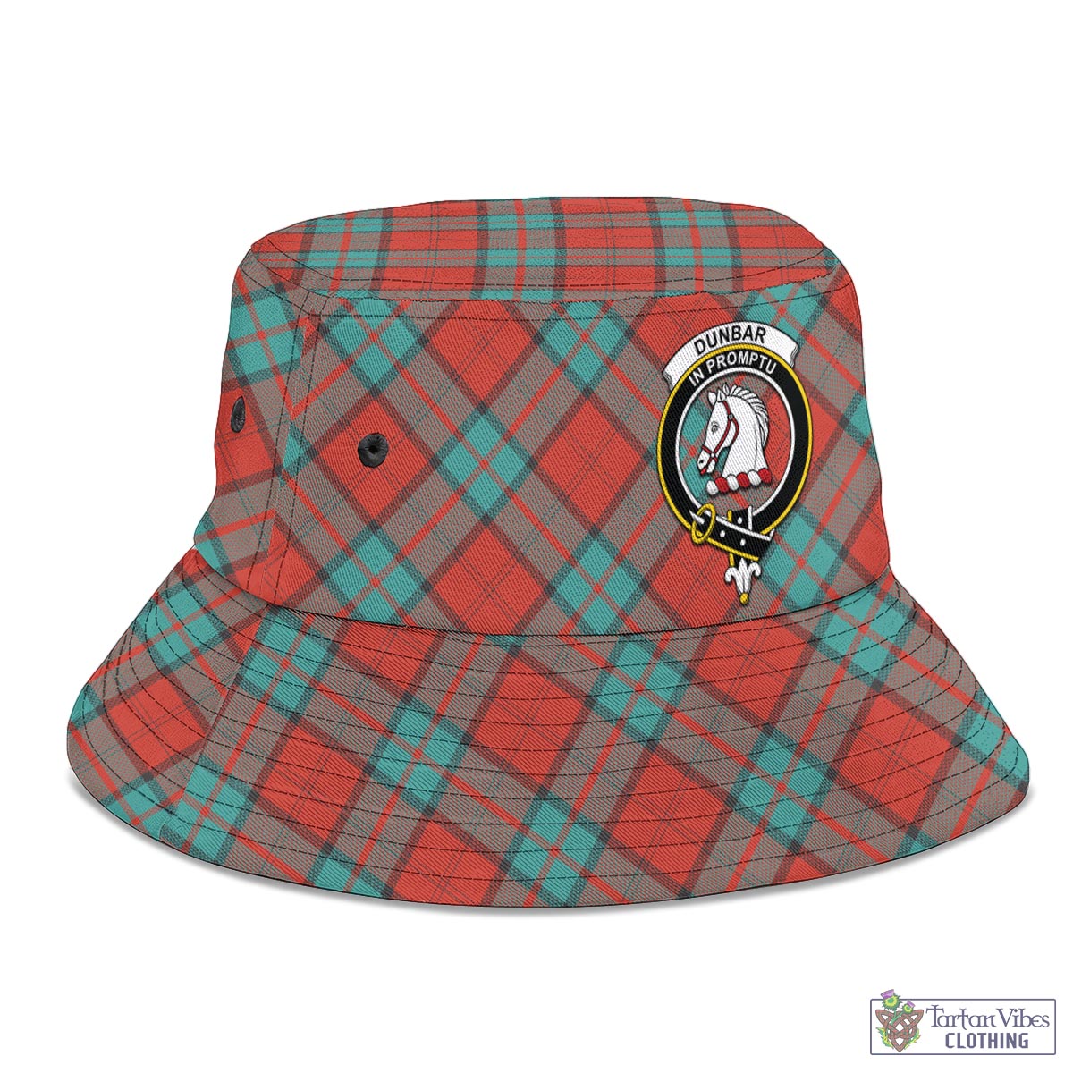 Tartan Vibes Clothing Dunbar Ancient Tartan Bucket Hat with Family Crest