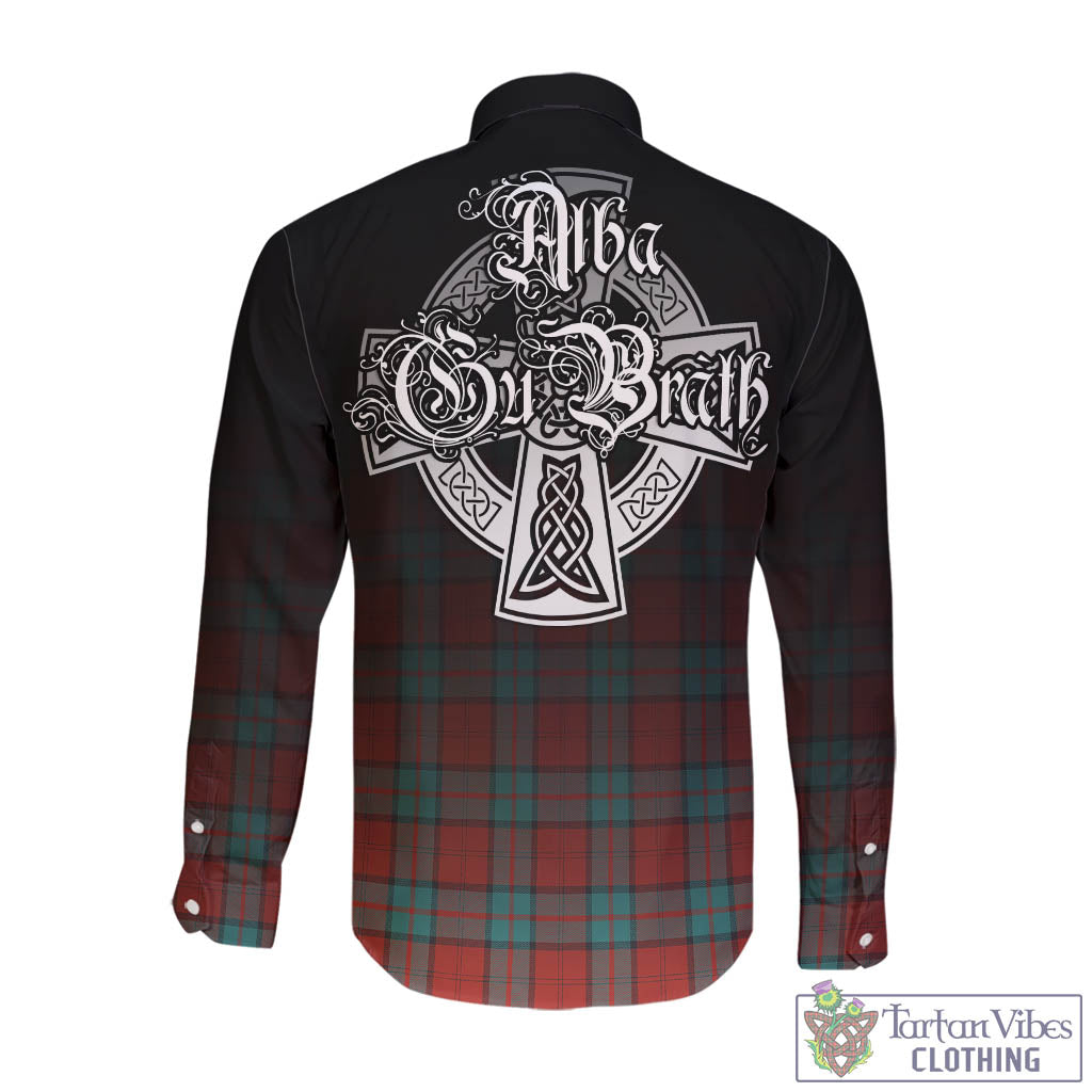 Tartan Vibes Clothing Dunbar Ancient Tartan Long Sleeve Button Up Featuring Alba Gu Brath Family Crest Celtic Inspired