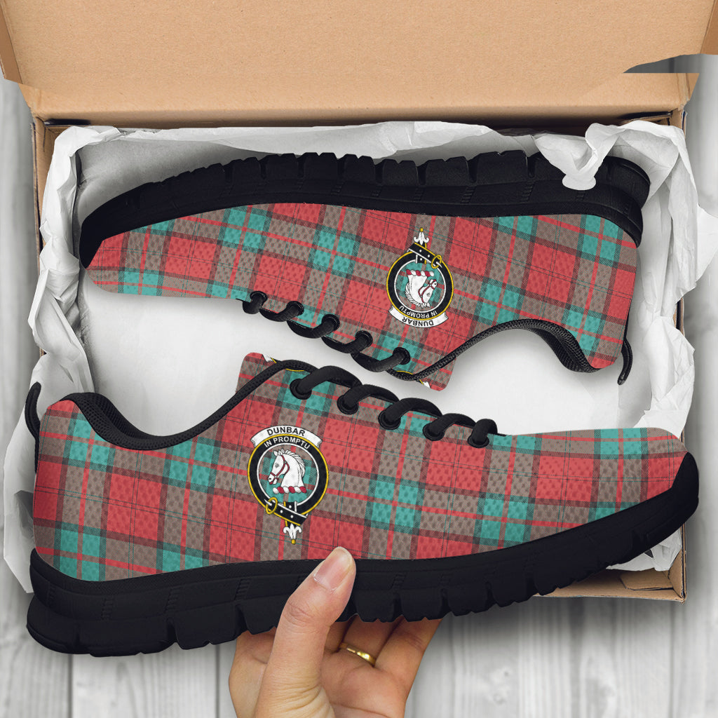 Dunbar Ancient Tartan Sneakers with Family Crest - Tartan Vibes Clothing