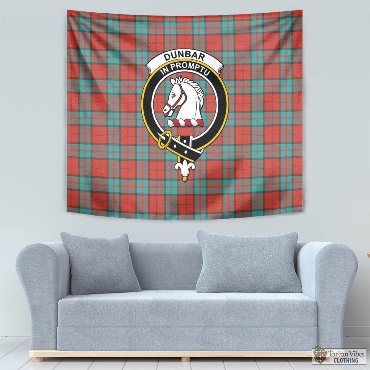 Tartan Vibes Clothing Dunbar Ancient Tartan Tapestry Wall Hanging and Home Decor for Room with Family Crest