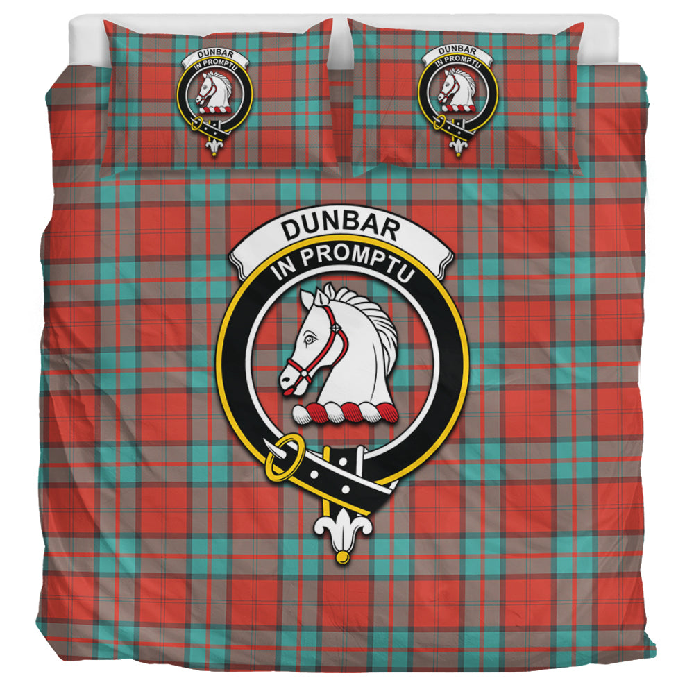 Dunbar Ancient Tartan Bedding Set with Family Crest UK Bedding Set UK Super King 104*94 inch - Tartan Vibes Clothing