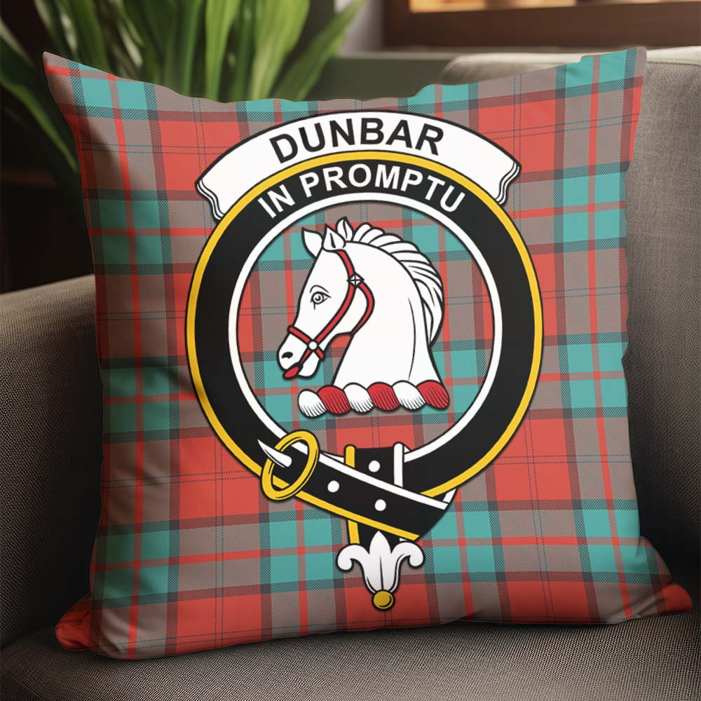 Dunbar Ancient Tartan Pillow Cover with Family Crest - Tartanvibesclothing