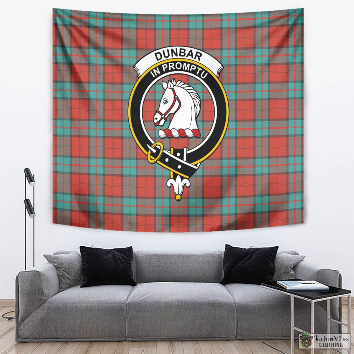 Tartan Vibes Clothing Dunbar Ancient Tartan Tapestry Wall Hanging and Home Decor for Room with Family Crest