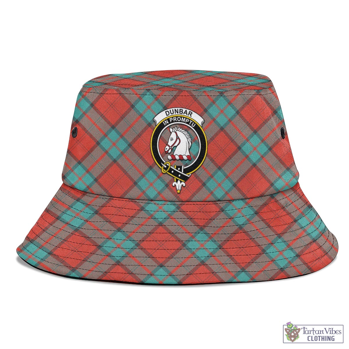 Tartan Vibes Clothing Dunbar Ancient Tartan Bucket Hat with Family Crest