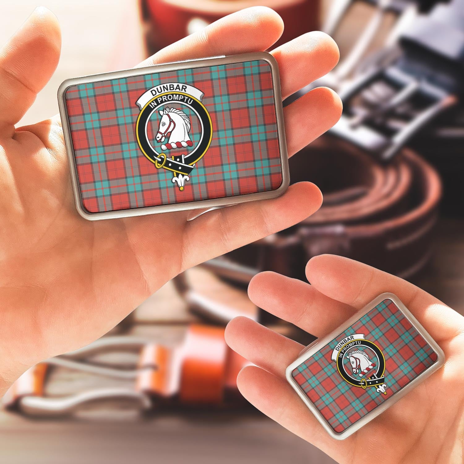 Dunbar Ancient Tartan Belt Buckles with Family Crest - Tartan Vibes Clothing