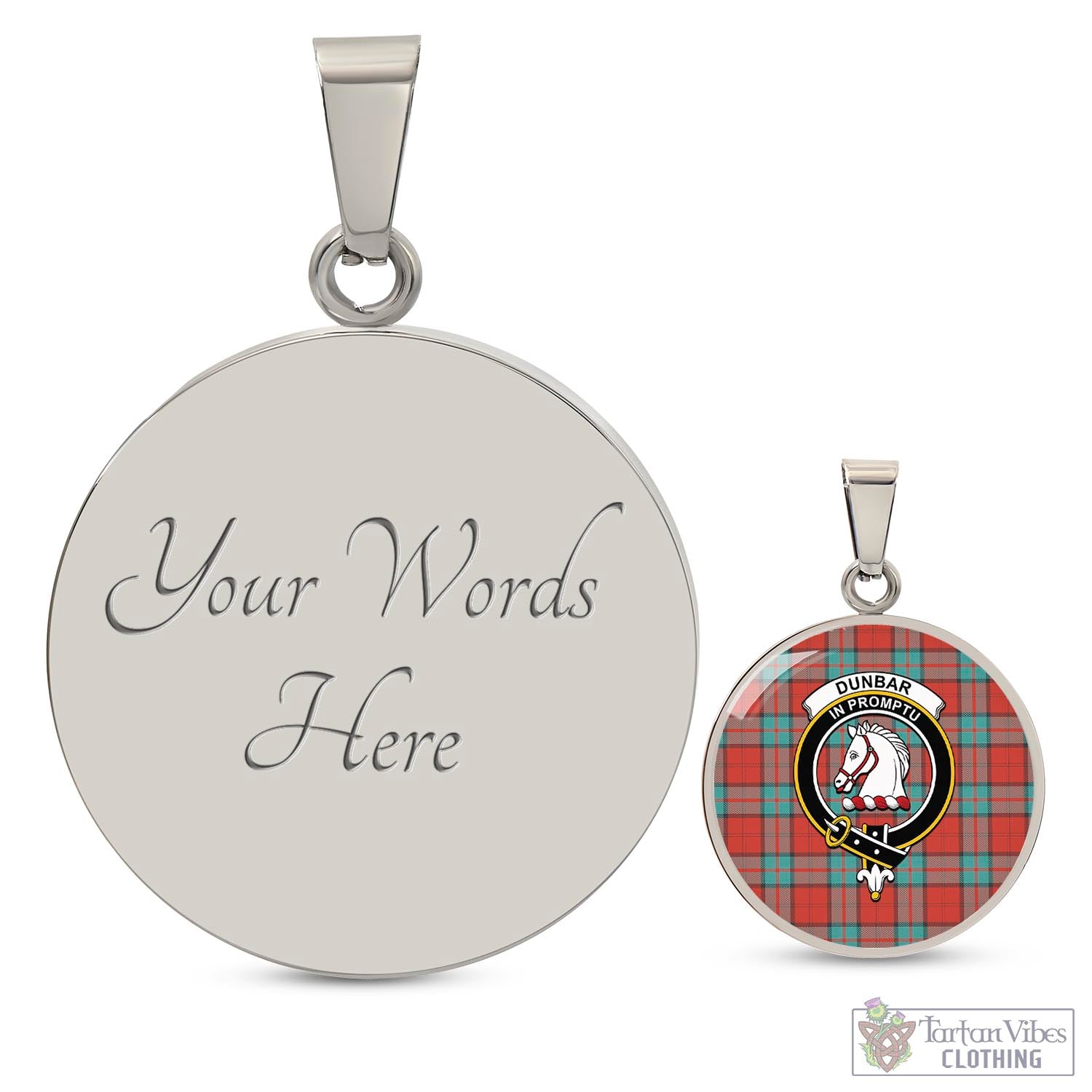 Tartan Vibes Clothing Dunbar Ancient Tartan Circle Necklace with Family Crest