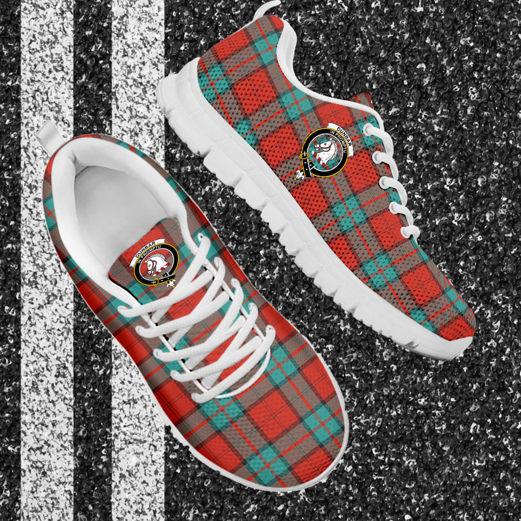 Dunbar Ancient Tartan Sneakers with Family Crest - Tartan Vibes Clothing