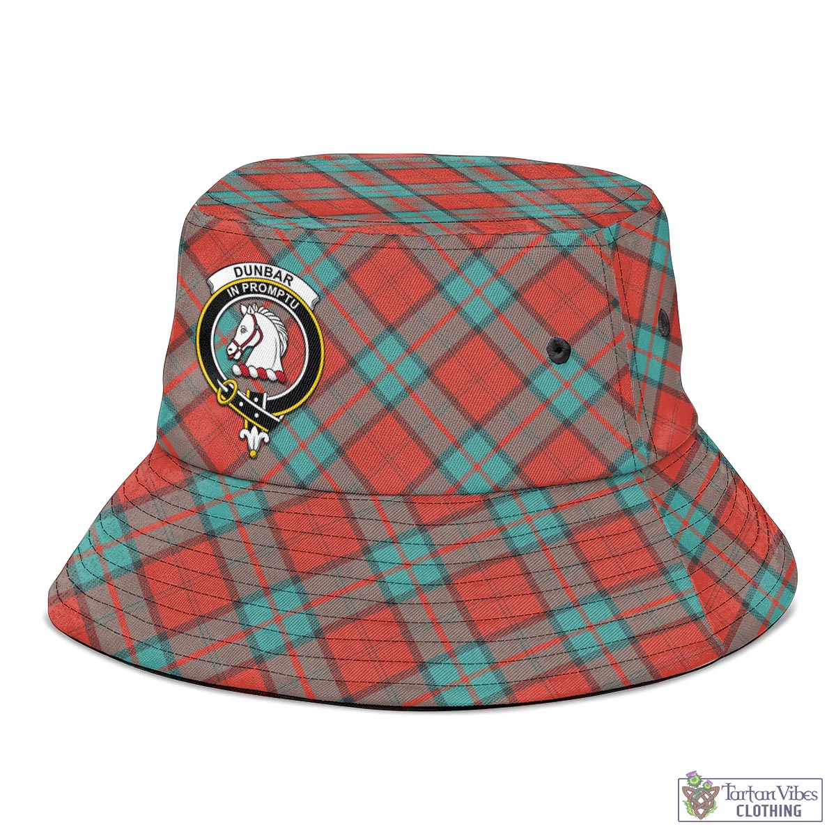 Tartan Vibes Clothing Dunbar Ancient Tartan Bucket Hat with Family Crest