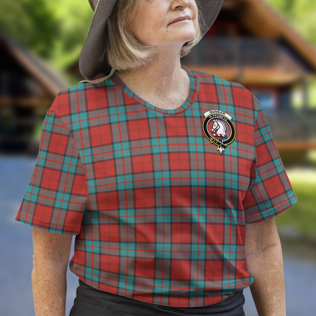 Dunbar Ancient Tartan T-Shirt with Family Crest - Tartan Vibes Clothing