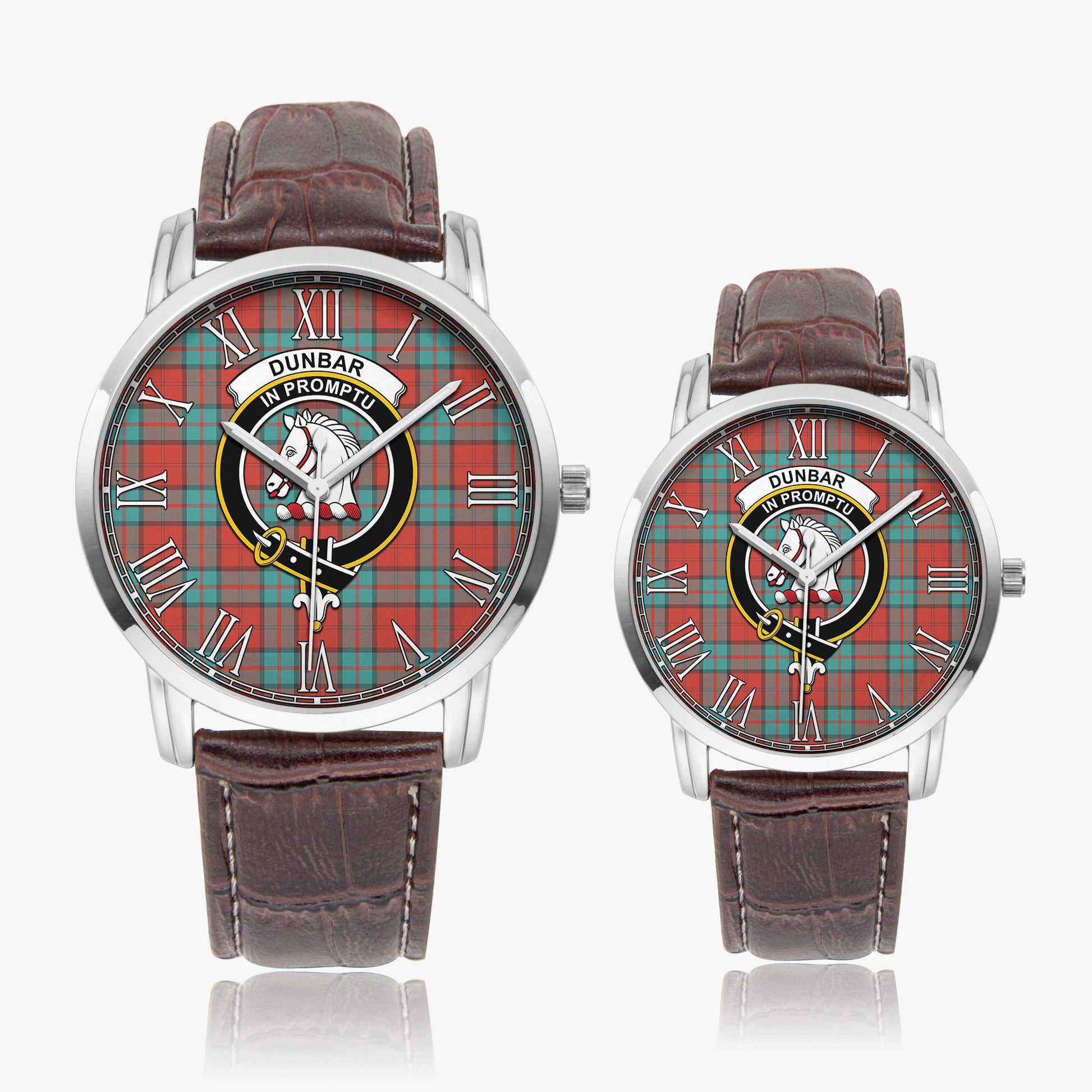 Dunbar Ancient Tartan Family Crest Leather Strap Quartz Watch - Tartanvibesclothing