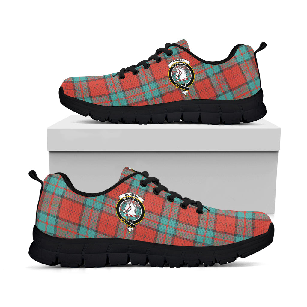 Dunbar Ancient Tartan Sneakers with Family Crest - Tartan Vibes Clothing