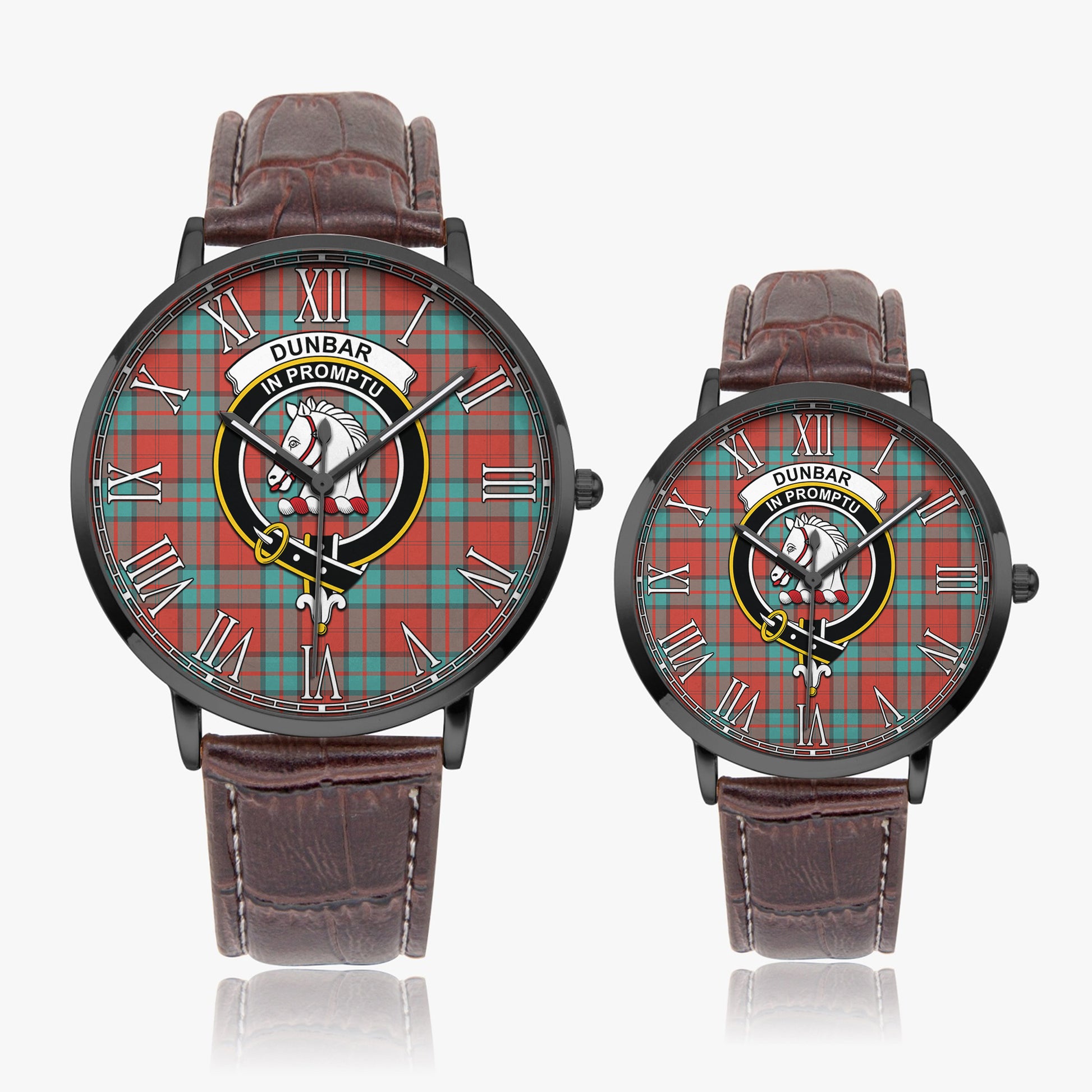 Dunbar Ancient Tartan Family Crest Leather Strap Quartz Watch - Tartanvibesclothing