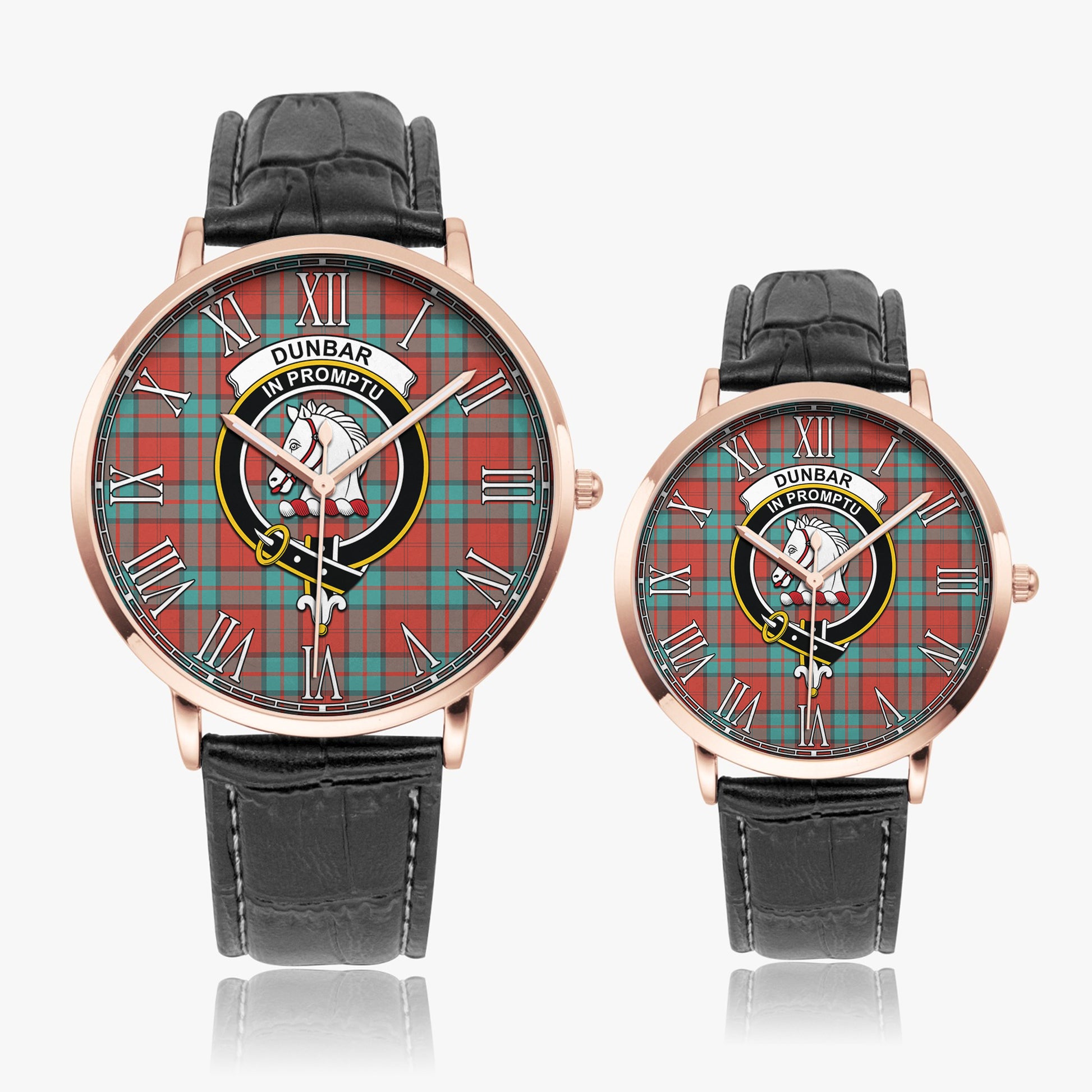 Dunbar Ancient Tartan Family Crest Leather Strap Quartz Watch - Tartanvibesclothing